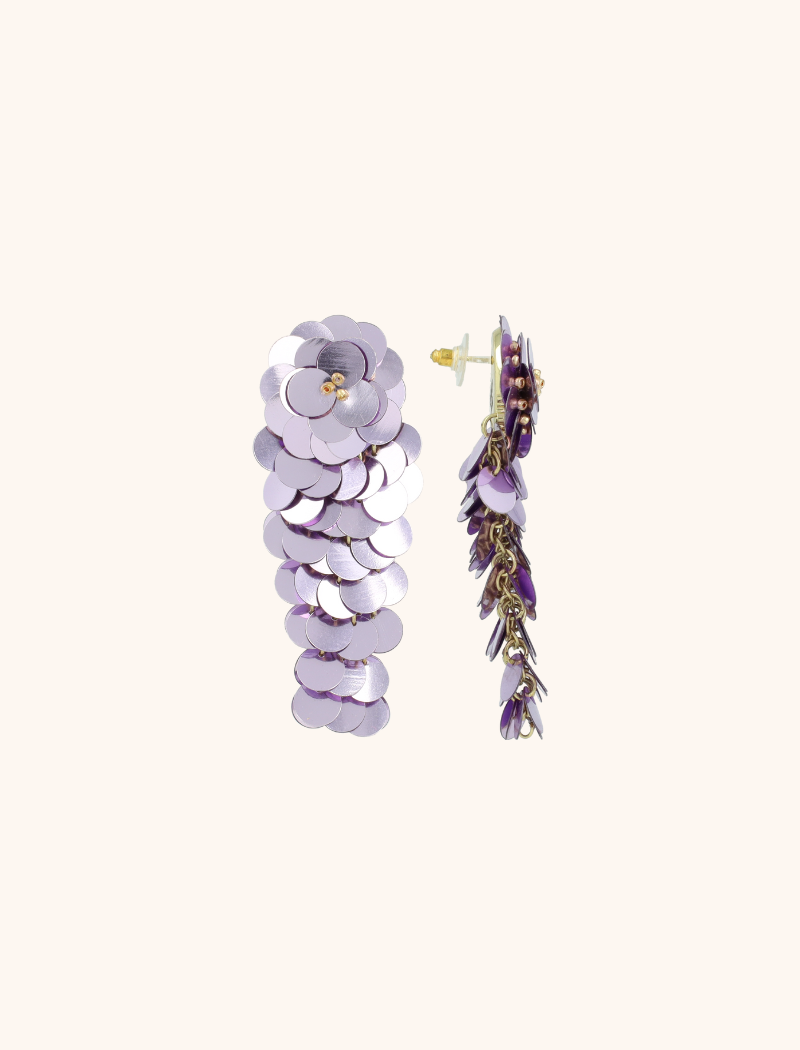 Metallic Lavender Earrings Linde Sequin Waterfall L  