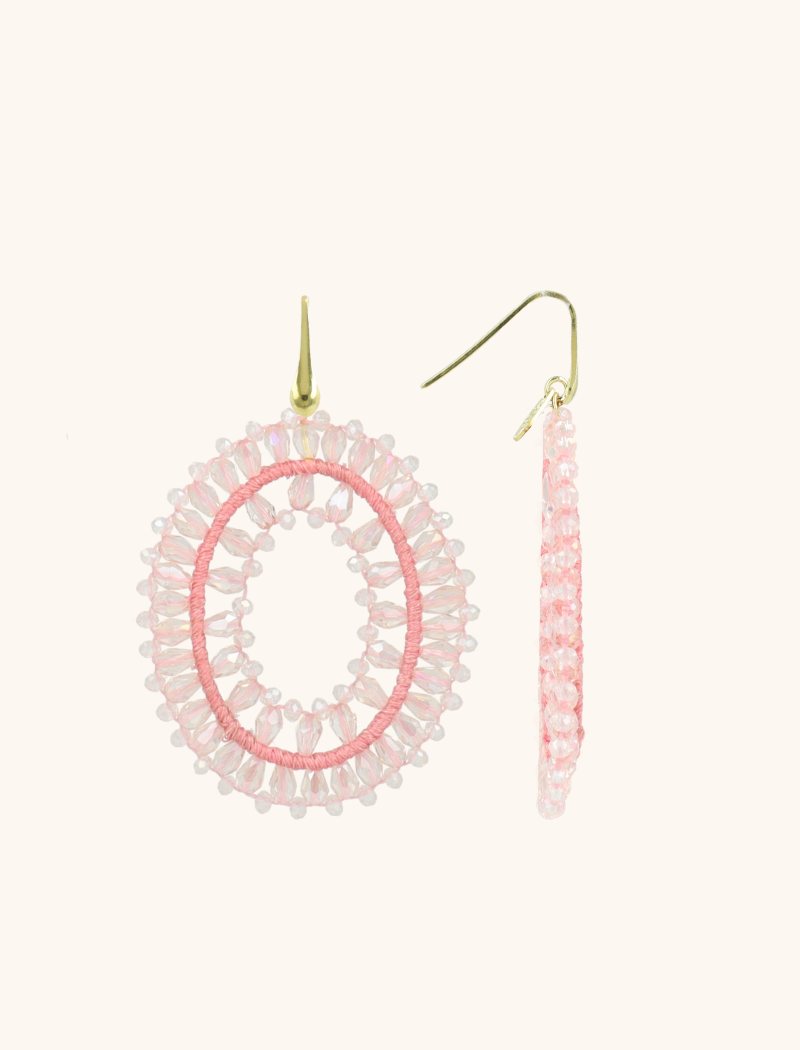 Pink Earrings Noa Oval Double L