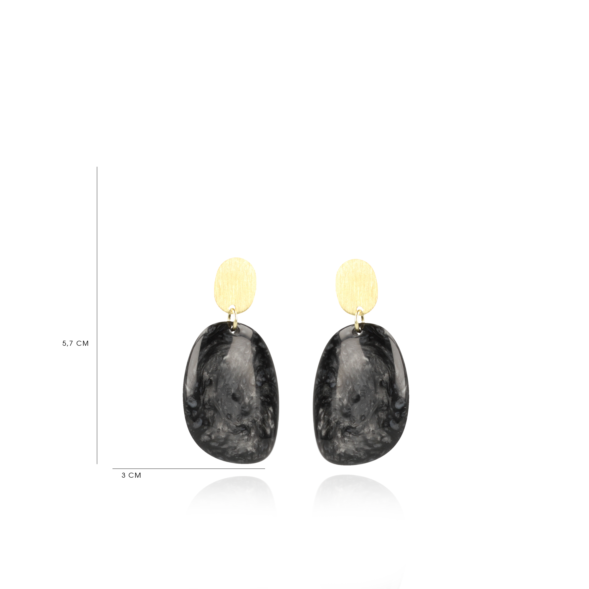 Marmor Schwarz Ohrringe Little Sara Asymmetrisch Oval Slott-theme.productDescriptionPage.SEO.byTheBrand
