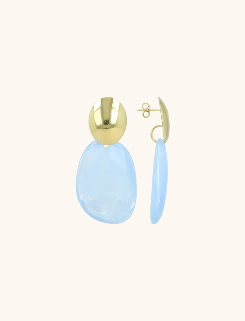 Blauwe Oorbellen Aurora Asymmetric Oval S