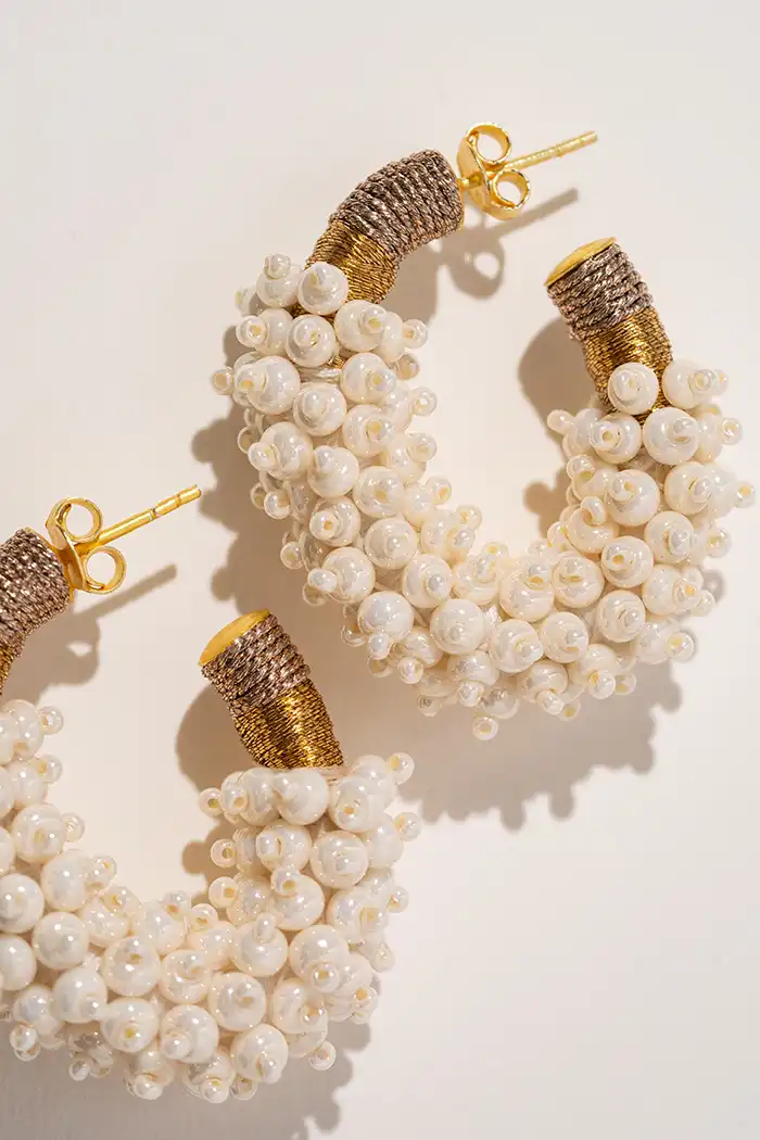 Pearl earrings Luna Glassberry Creool Silk combi oval Mlott-theme.productDescriptionPage.SEO.byTheBrand
