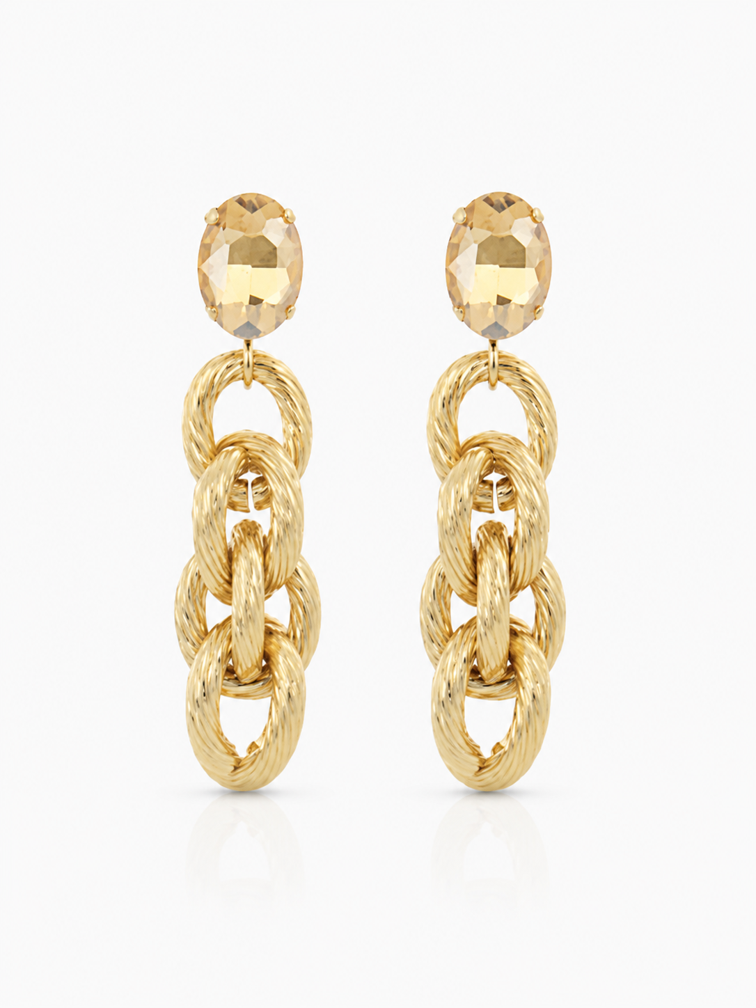 Norell - Oorbellen Triple Rope Strass – Zacht Goud / Shadow