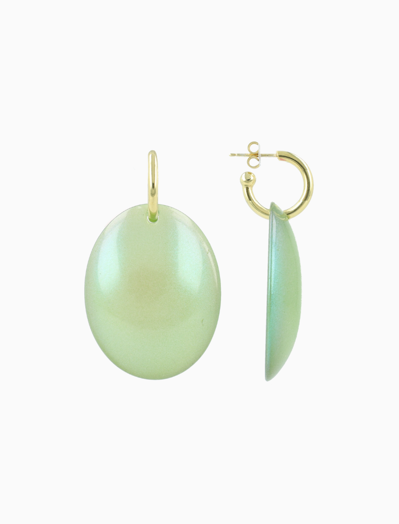 Mint Holo Earrings Closed Bugle Oval L 
