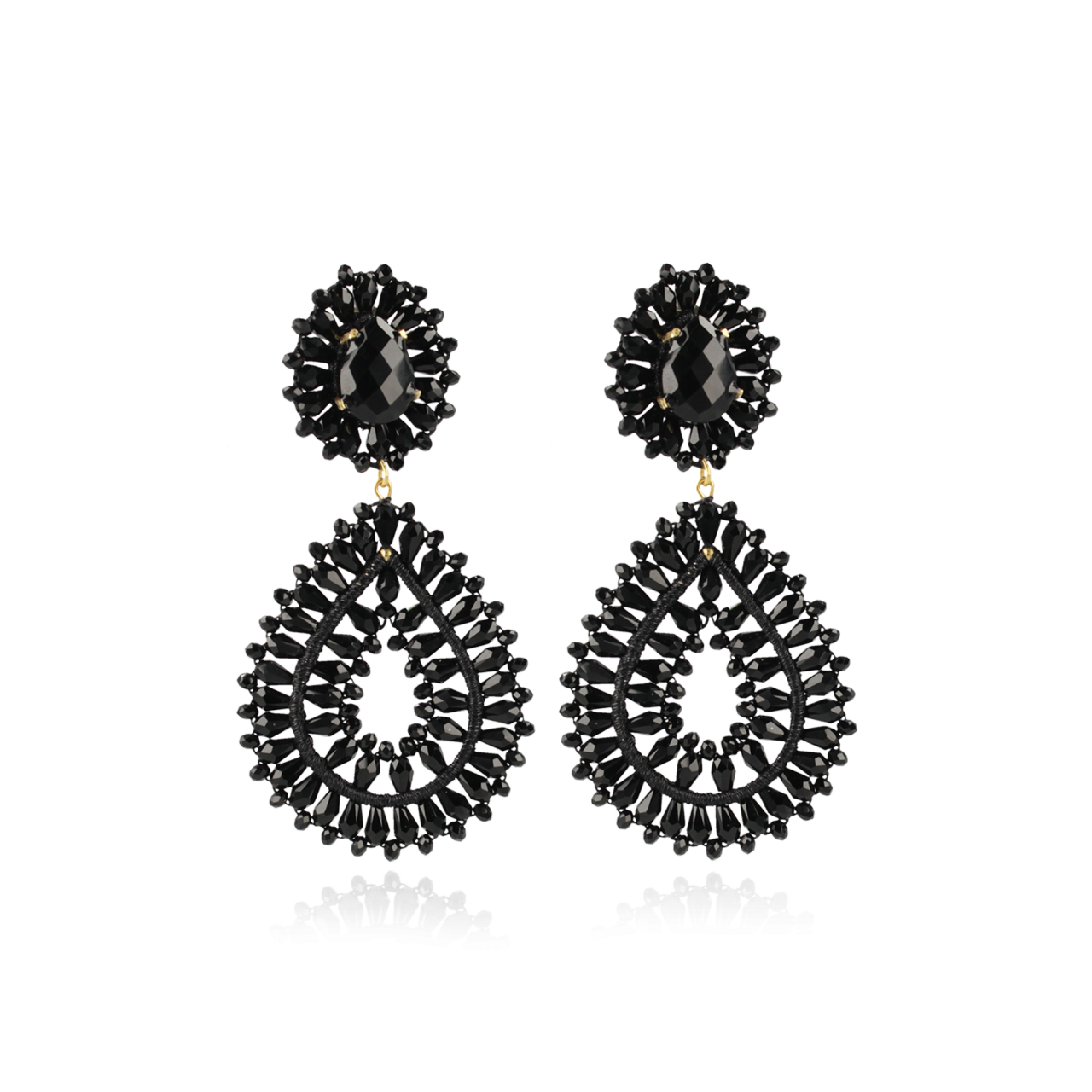 Black Earrings Apollo Double Drop 