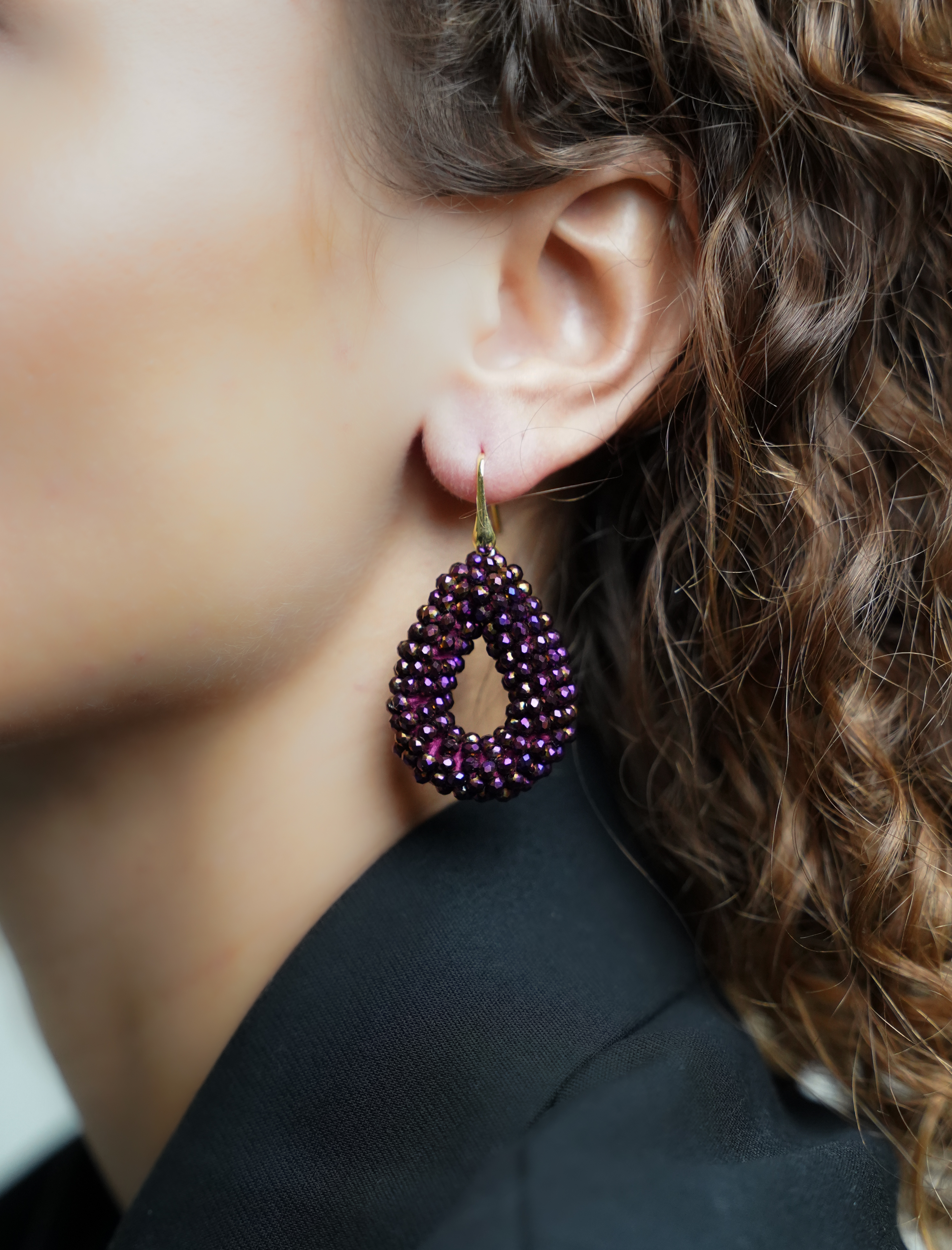 Metallic Bordeaux Earrings Berry Drop S