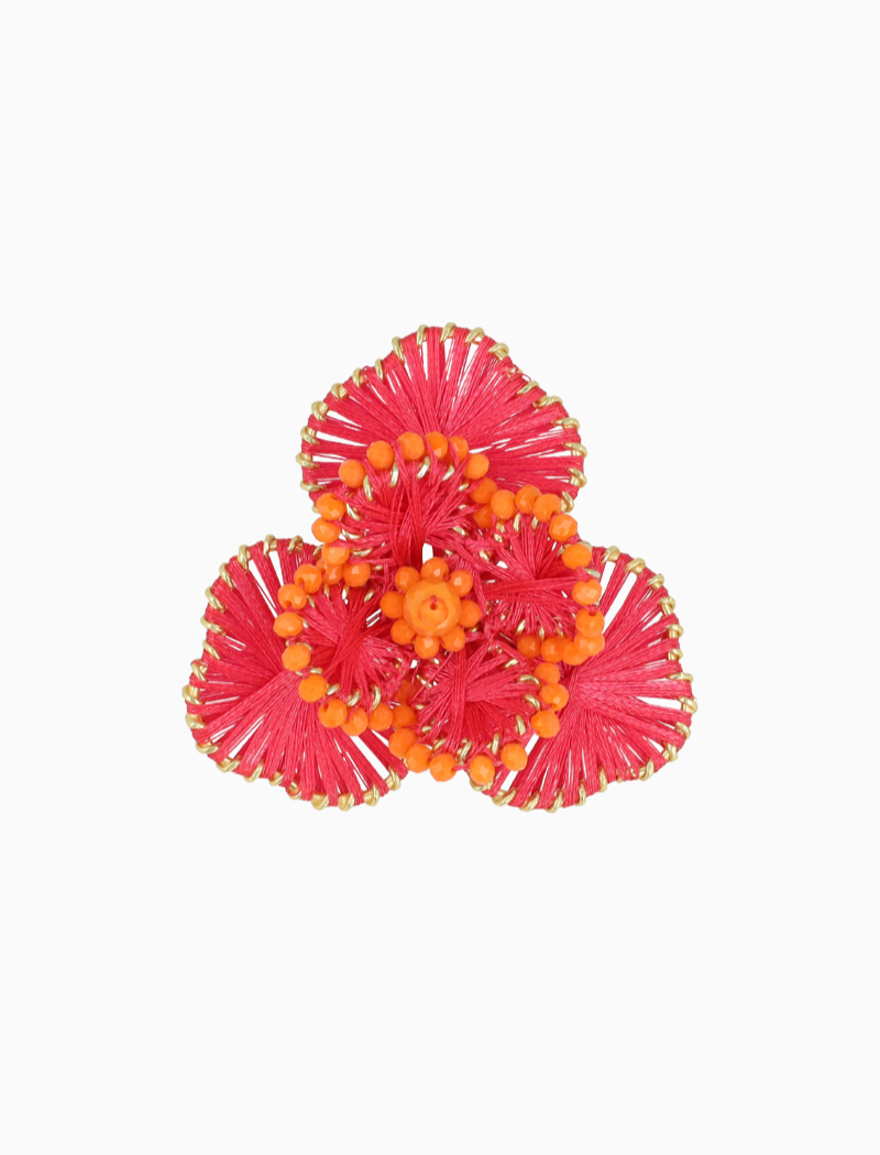 Brooch Aster Flower L - Fuchsia/Orange