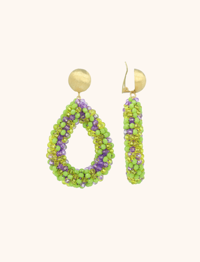 Lime Purple Mix Oorbellen Berry Clip druppel L