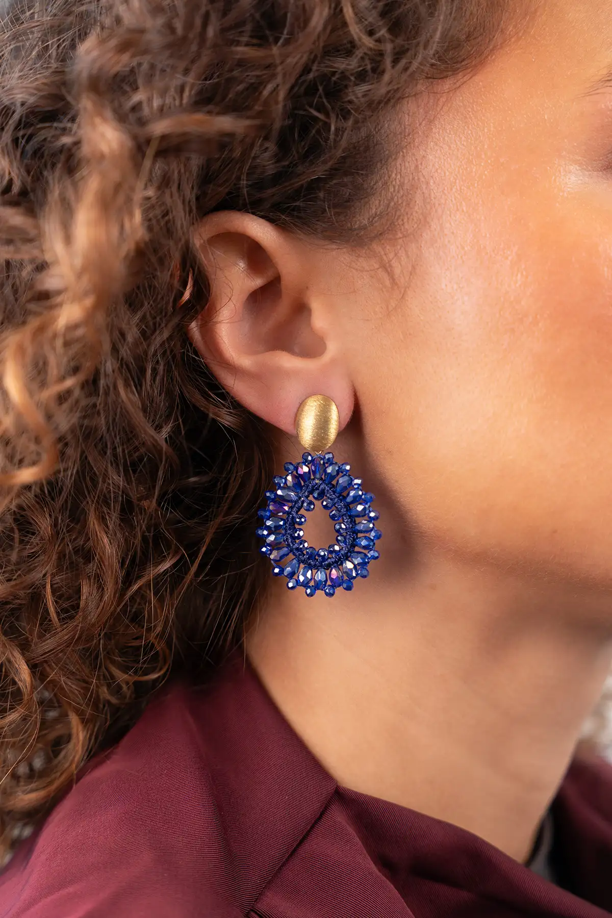 Blauwe Oorbellen Drop Kristallen Small Robin