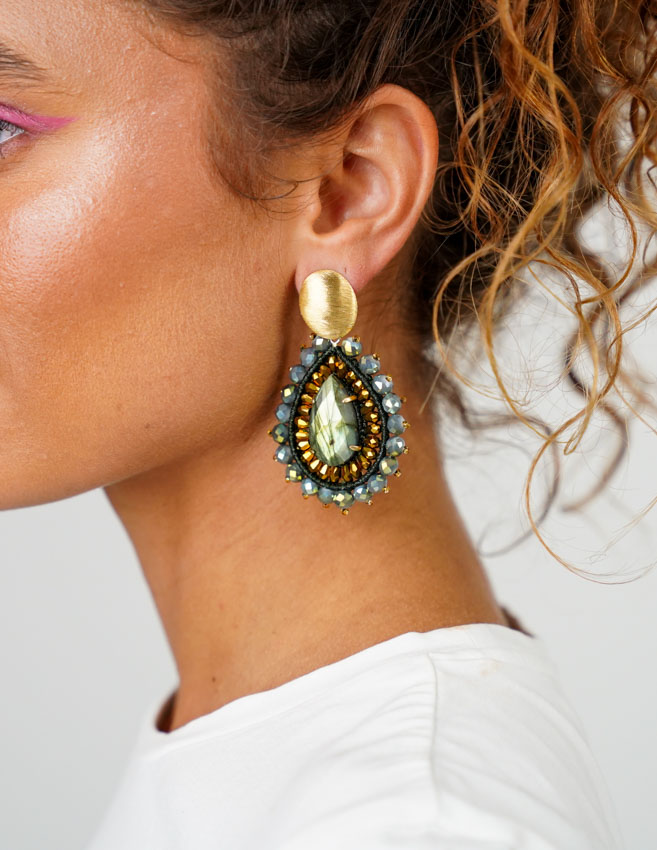 Green Earrings Berber Drop L