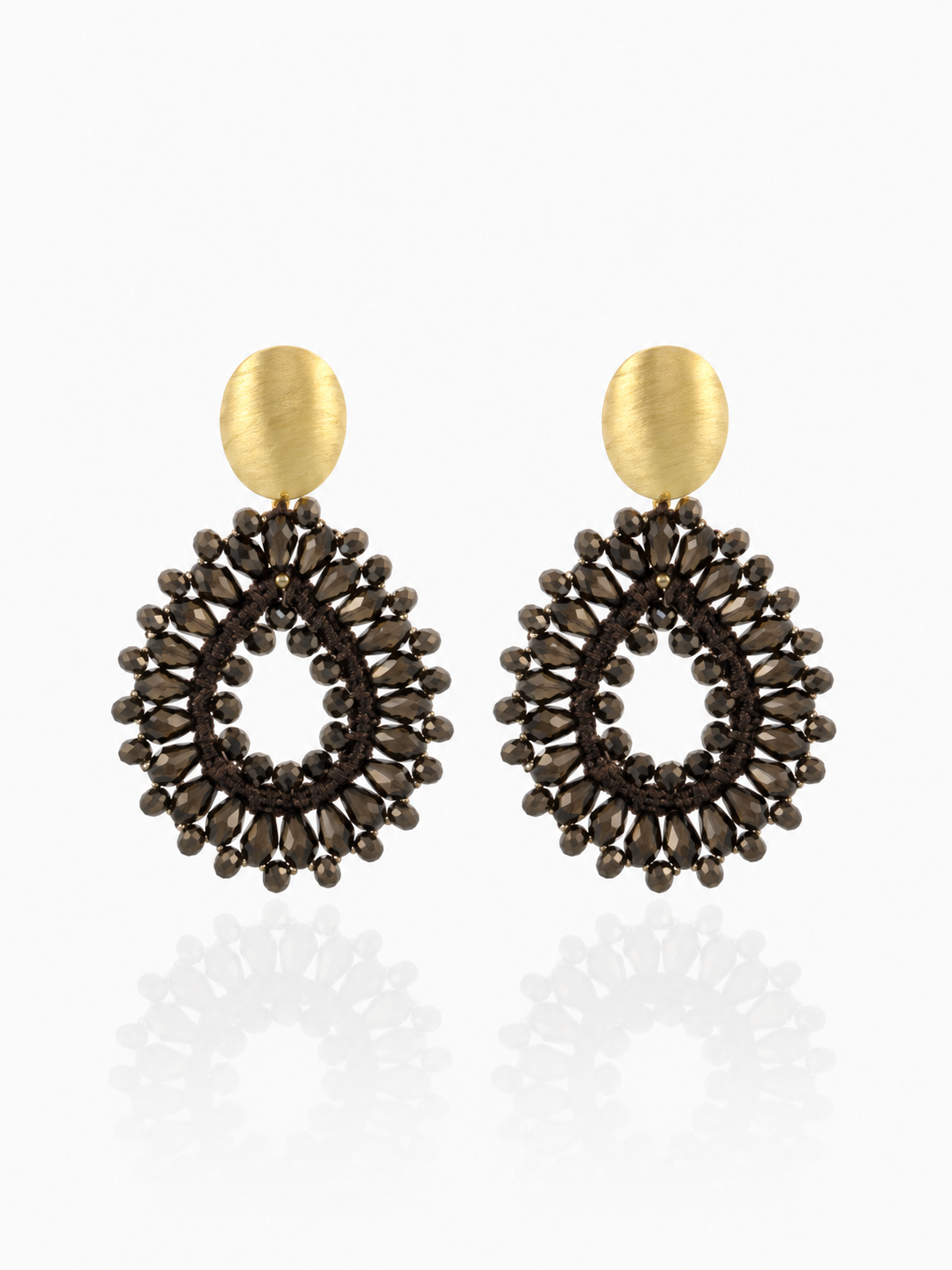Robin – Drop Crystal Small Earrings – Metallic Brown