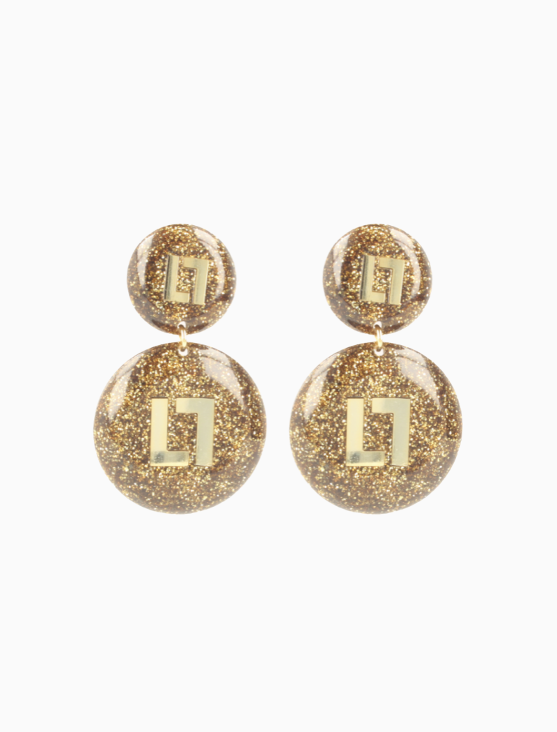 Gouden Glitter Oorbellen Larissa Logo