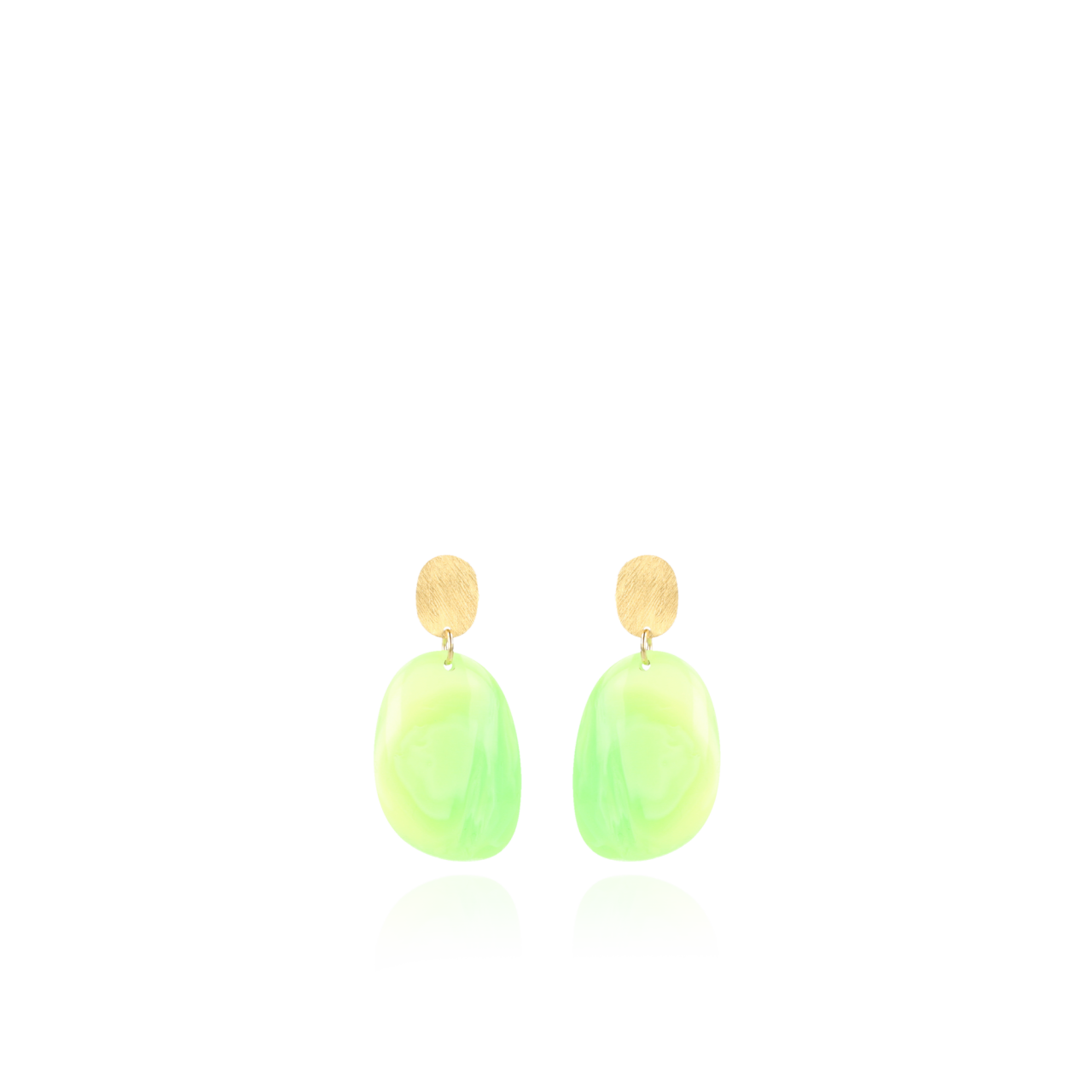 Fluorine Groen Oorbellen Little Sara Asymmetrisch Ovaal S