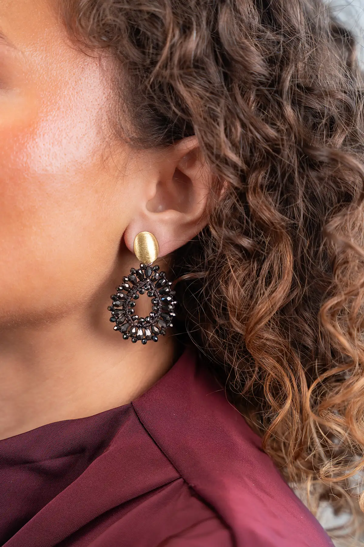 Metallic Bruine Oorbellen Silk Drop Crystal Small