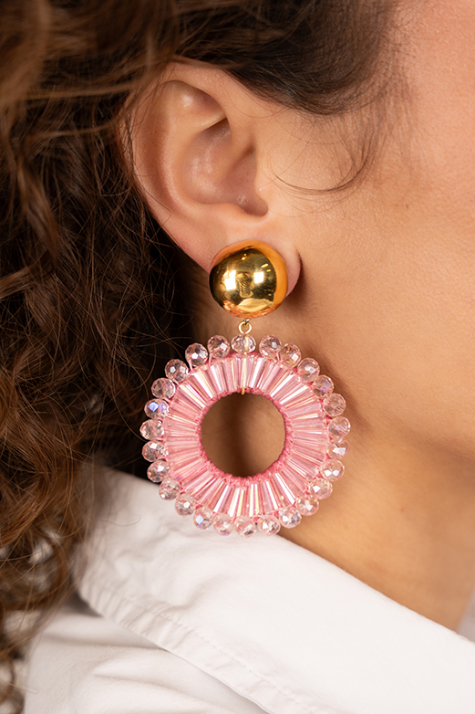 Rose Earrings Ann-Mary Circle Double Clip