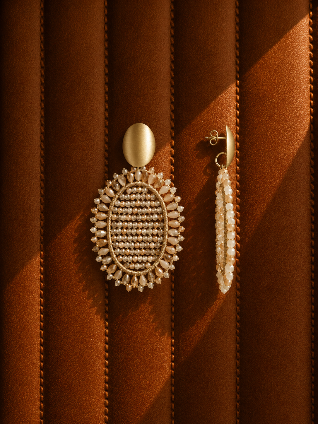 Mixed Beige Oorbellen Do Ovaal