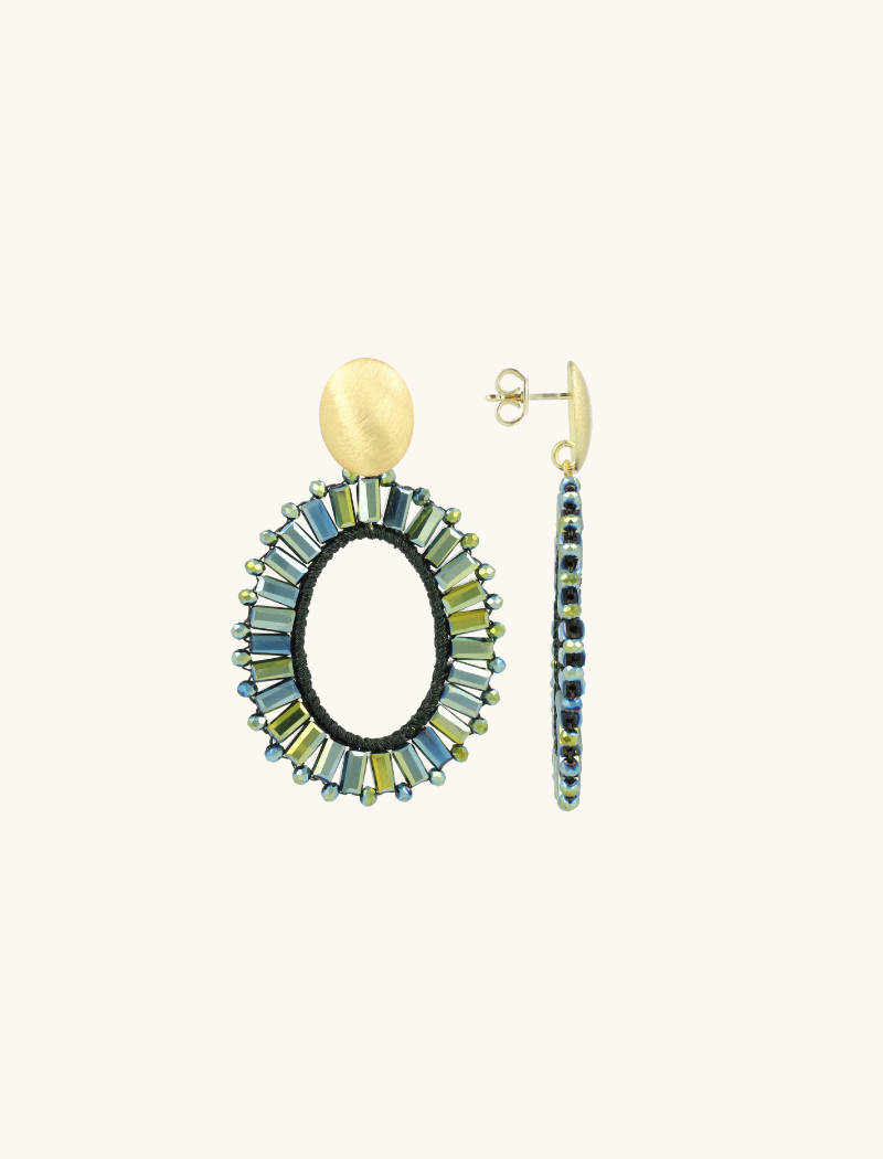 Metallic groene oorbellen Naomi ovaal Mlott-theme.productDescriptionPage.SEO.byTheBrand