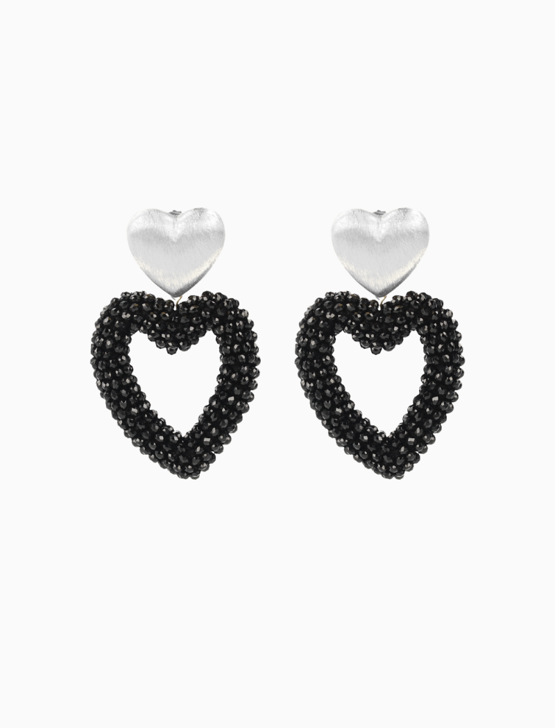 Schwarze Ohrringe Valentijn Brushed Herz