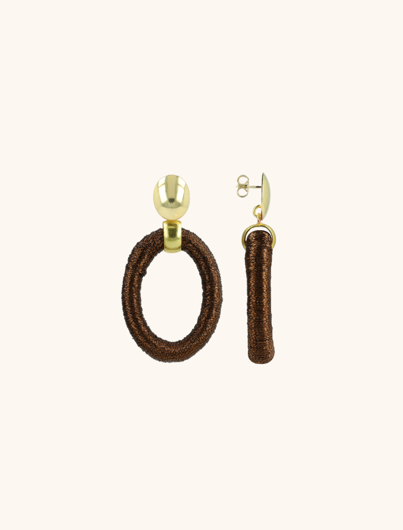 Eichenbraunen Ohrringe Faye Oval Bead Threated S