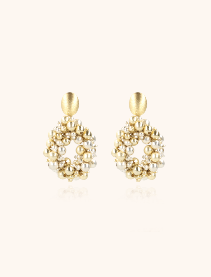 Gold-look Earrings Louise Irregular Double Stones Drop S