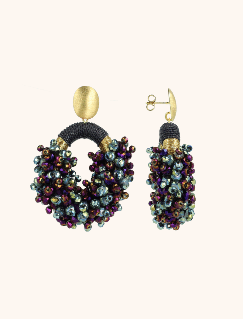 Green Purple Earrings Eve Oval Double Stones M