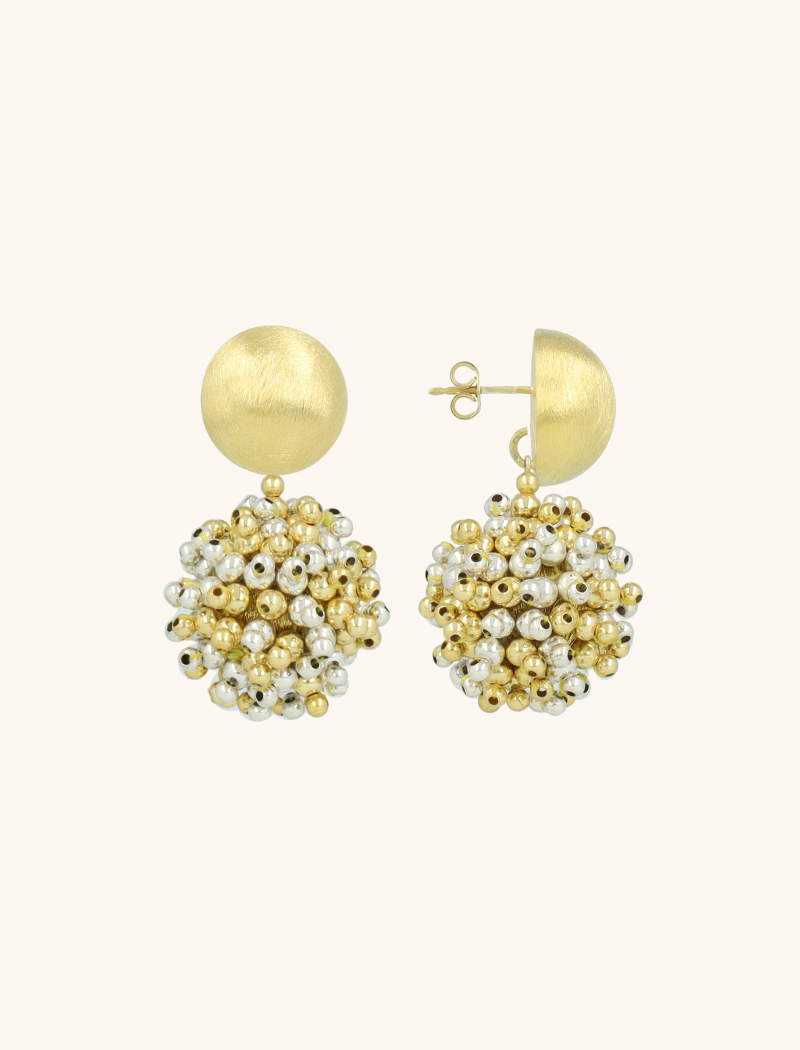 Goud/Zilverkleurige Oorbellen Jacky Globe L Double Stones 