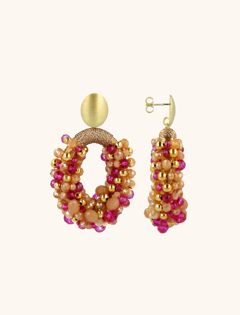 Fuchsia Tangerine Earrings Opheilia Combi Oval M