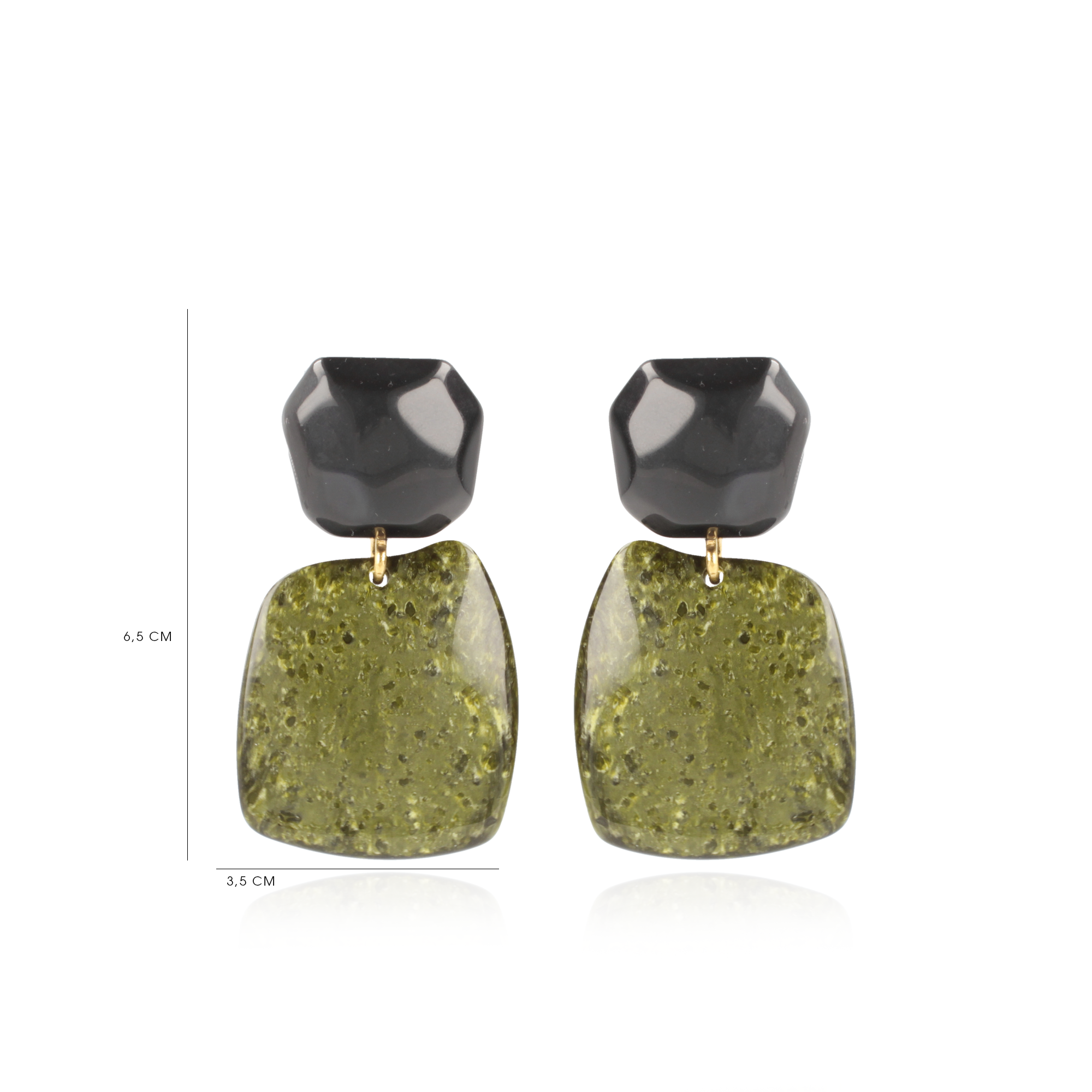 Marble Donker Groen Oorbellen Square Rock Combi Zwartlott-theme.productDescriptionPage.SEO.byTheBrand