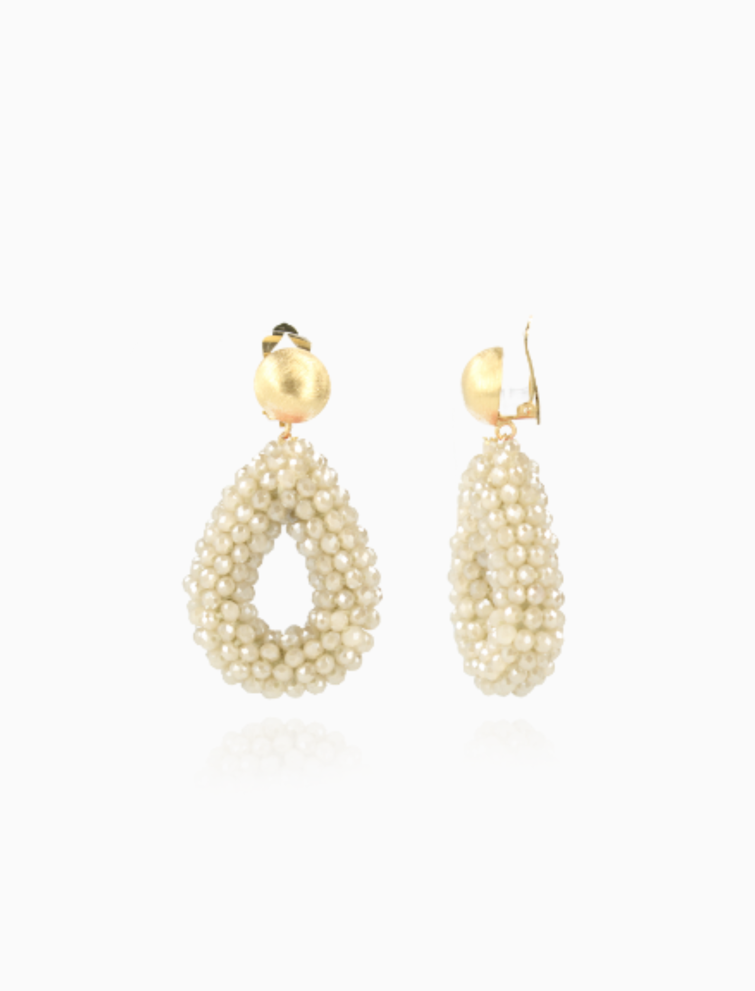 Beige Oorbellen Clip Berry Druppel S