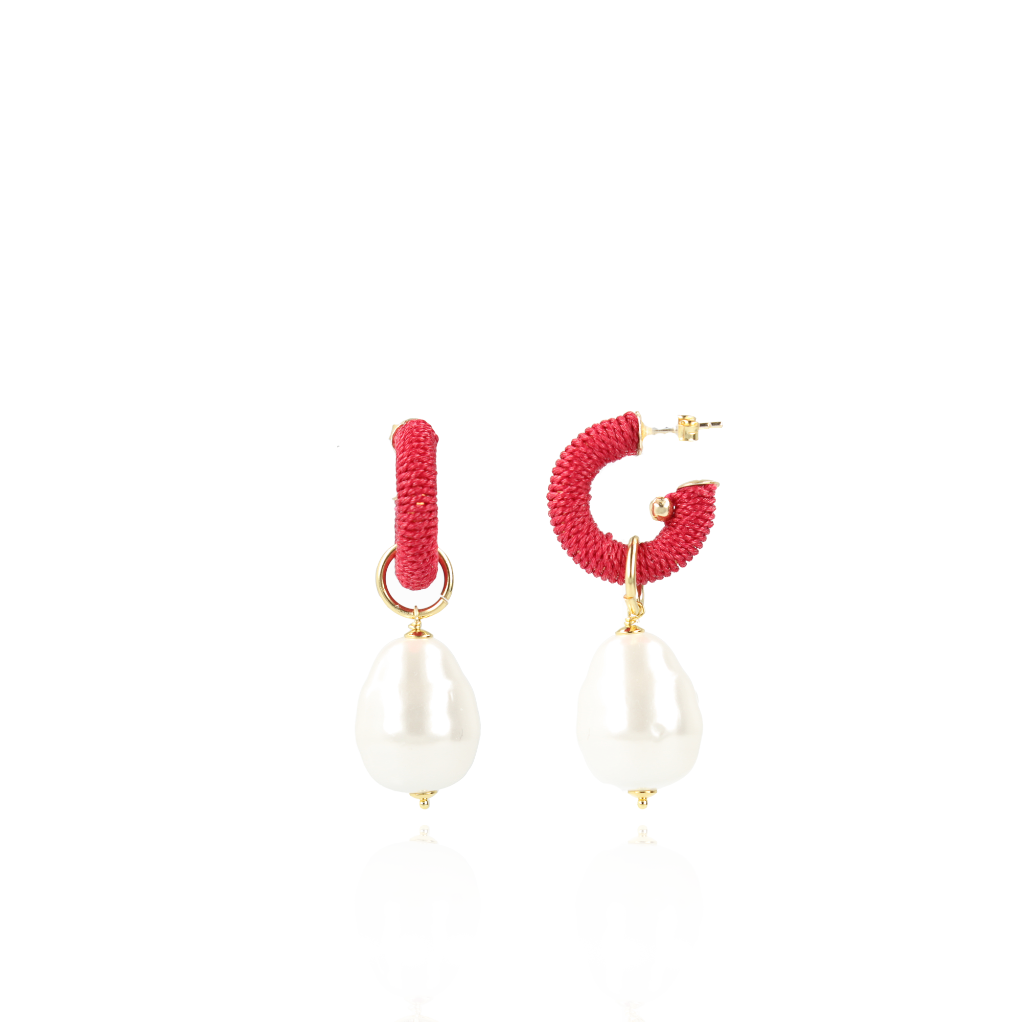 Red Earrings Gaia Creole XS Pearl