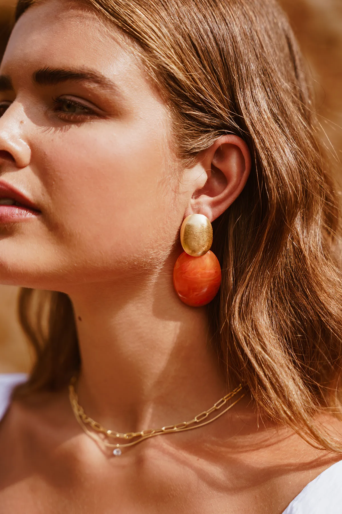 Oranje Oorbellen Sirius Closed Bugle Oval S