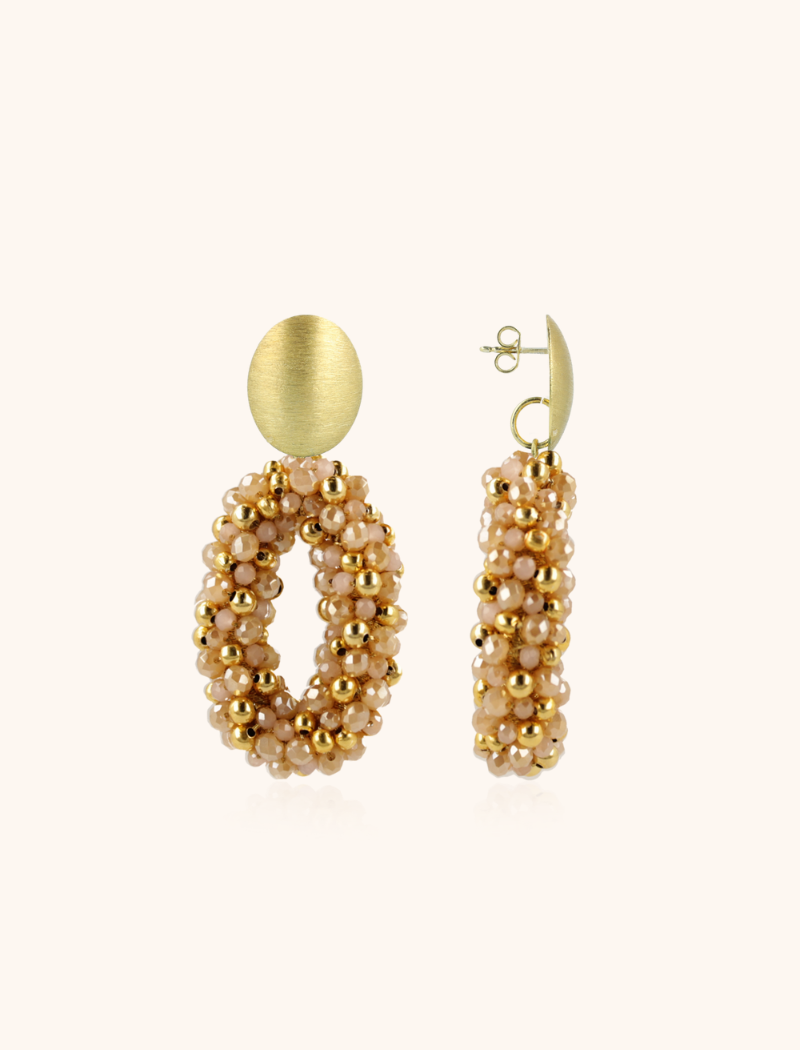 Beige Tangerine Earrings Pomm Oval M