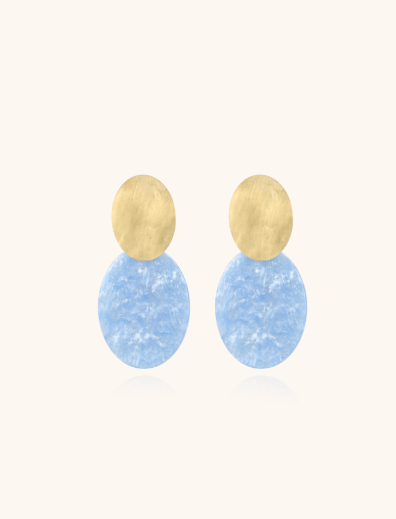 Marble Azure Earrings Celia Oval S