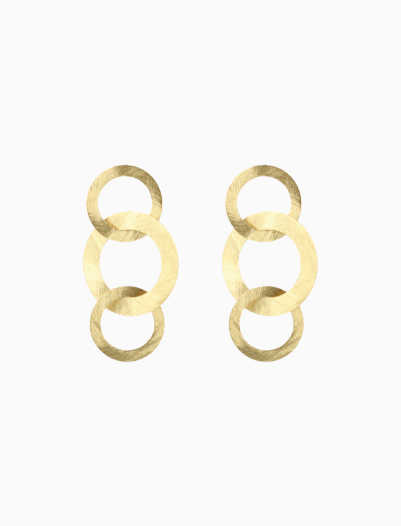 Classic tripple rond open satin oorbellen