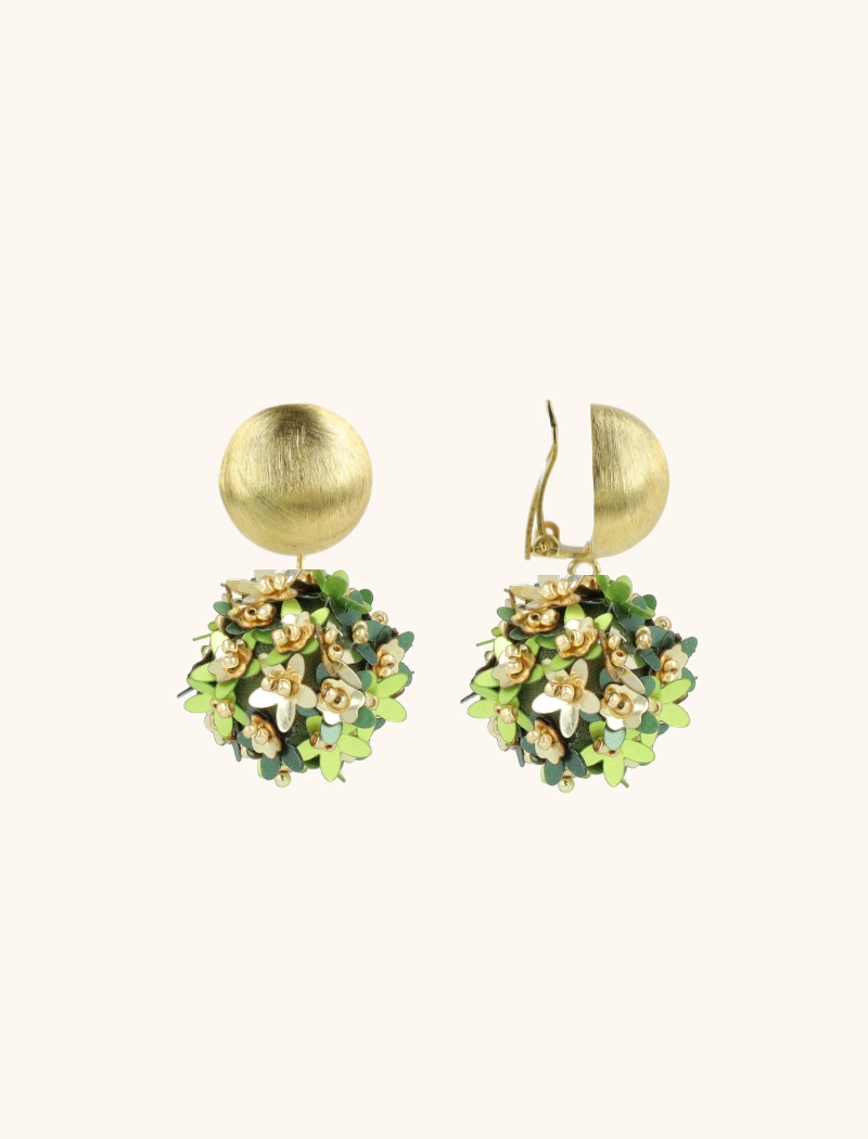 Mixed Groene Sequin Flower Globe Oorbellen M Cliplott-theme.productDescriptionPage.SEO.byTheBrand