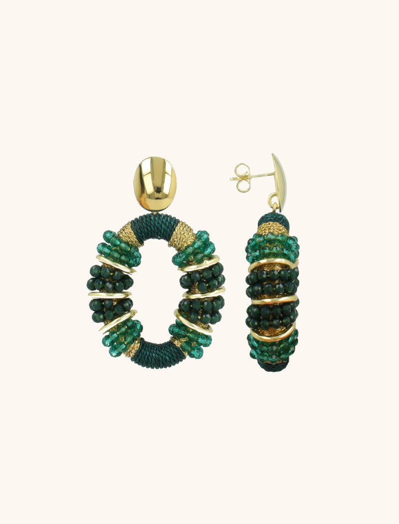 Groene Oorbellen Elle Combi Oval Deluxe M