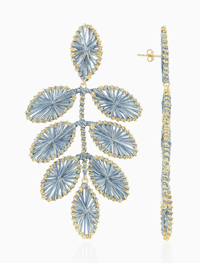 Blauwe Oorbellen Flower Leafs XL Beatrice