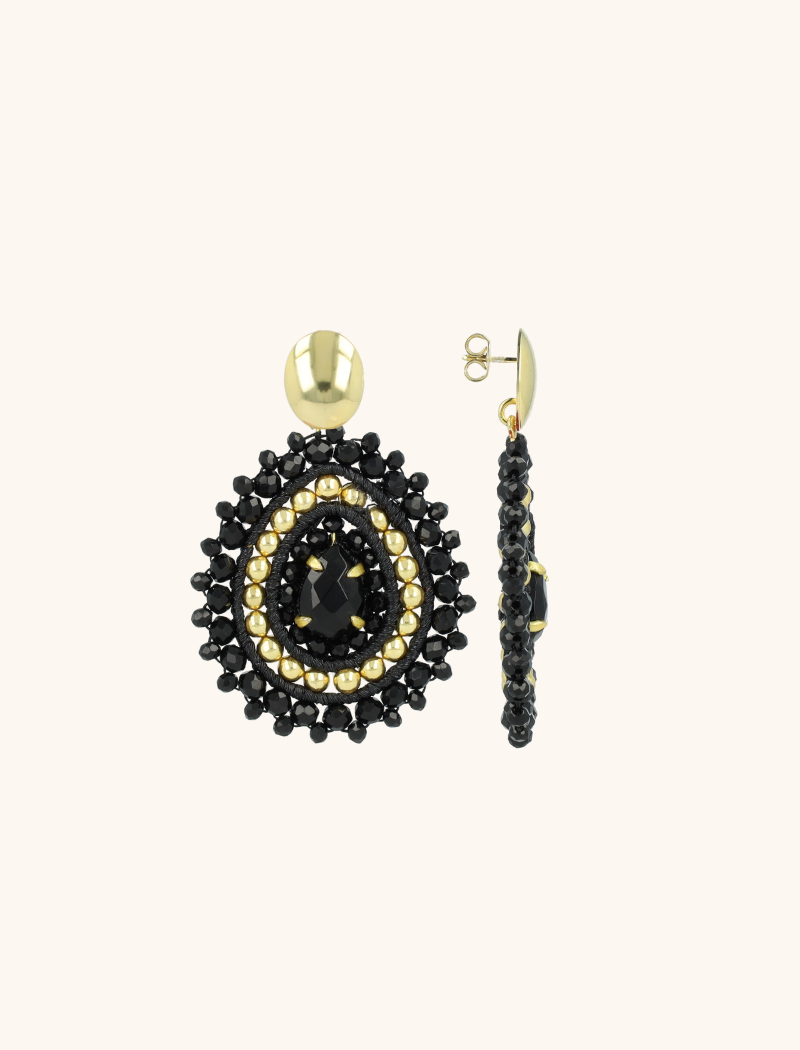 Black Earrings Stelle With Stone M