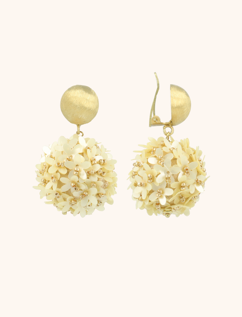 Champagne Earrings Daisy Globe L Flower Clip