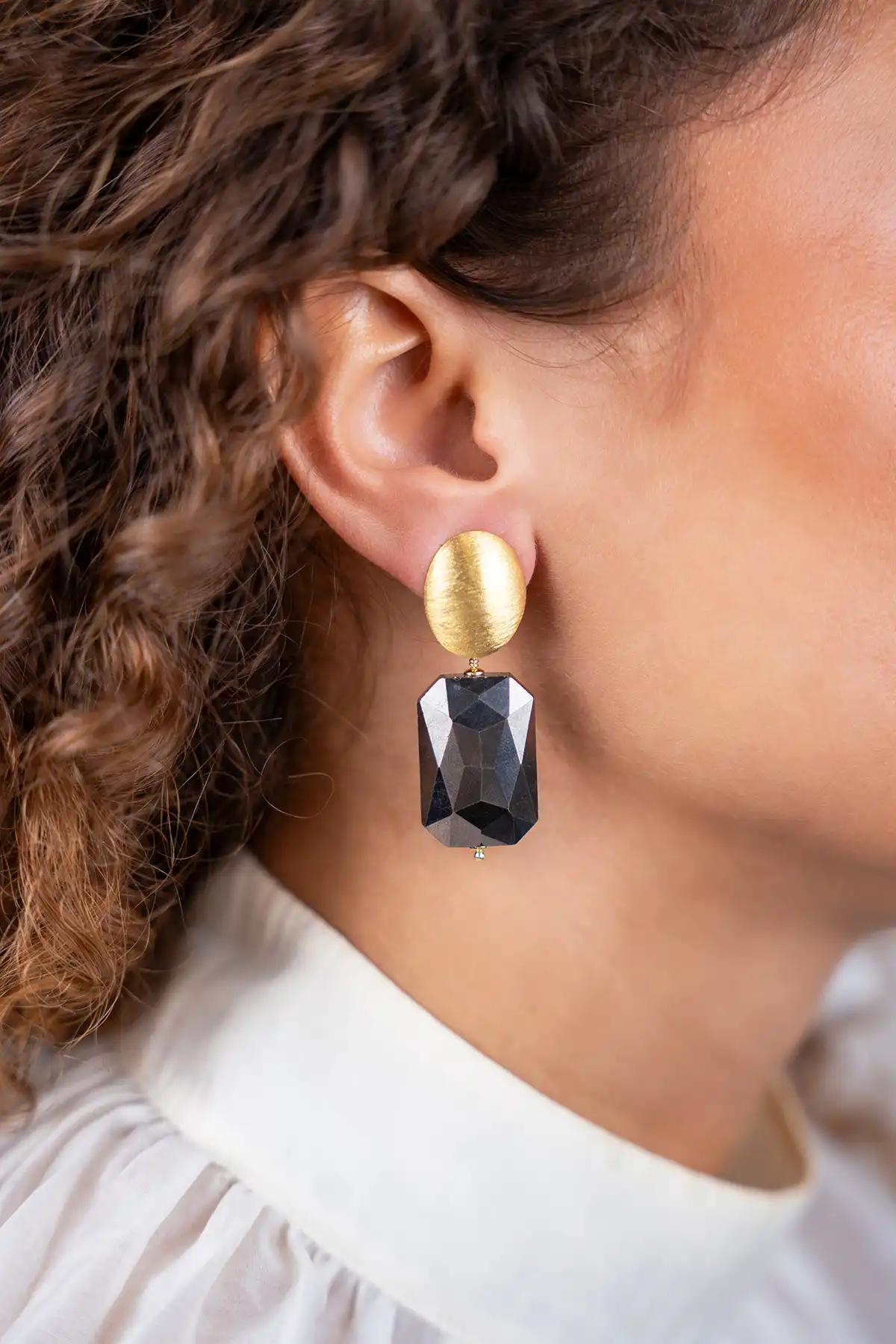 Mix Black Grey Earrings Rectangle M
