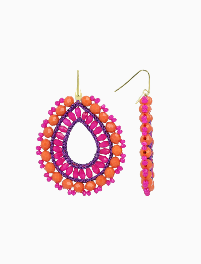 Fuchsia Oorbellen Vos Open Drop L Irr. Stones