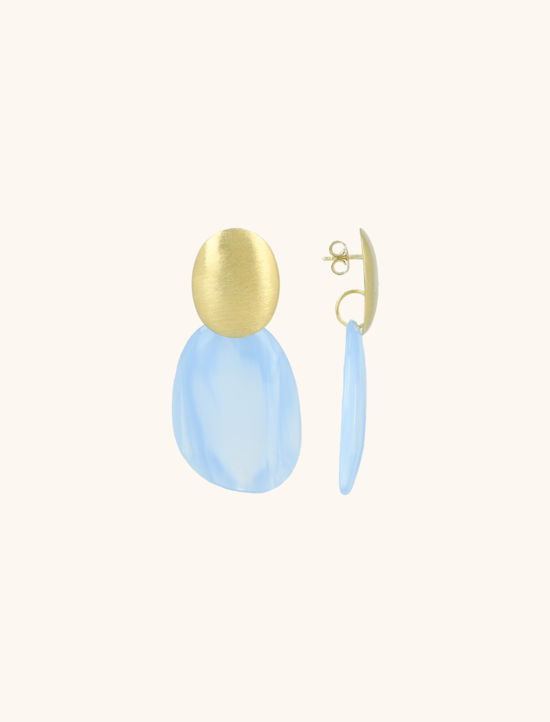 Blauwe Oorbellen Aurora Asymmetric Oval L