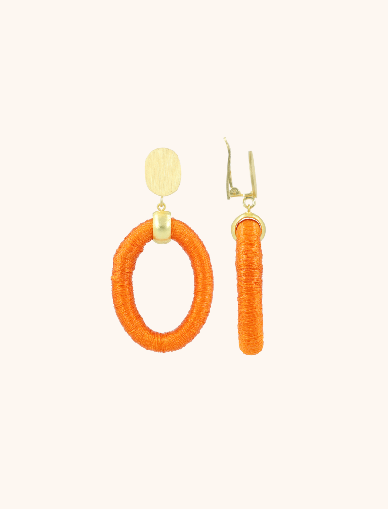 Orange Earrings Faye Oval S Lion clip