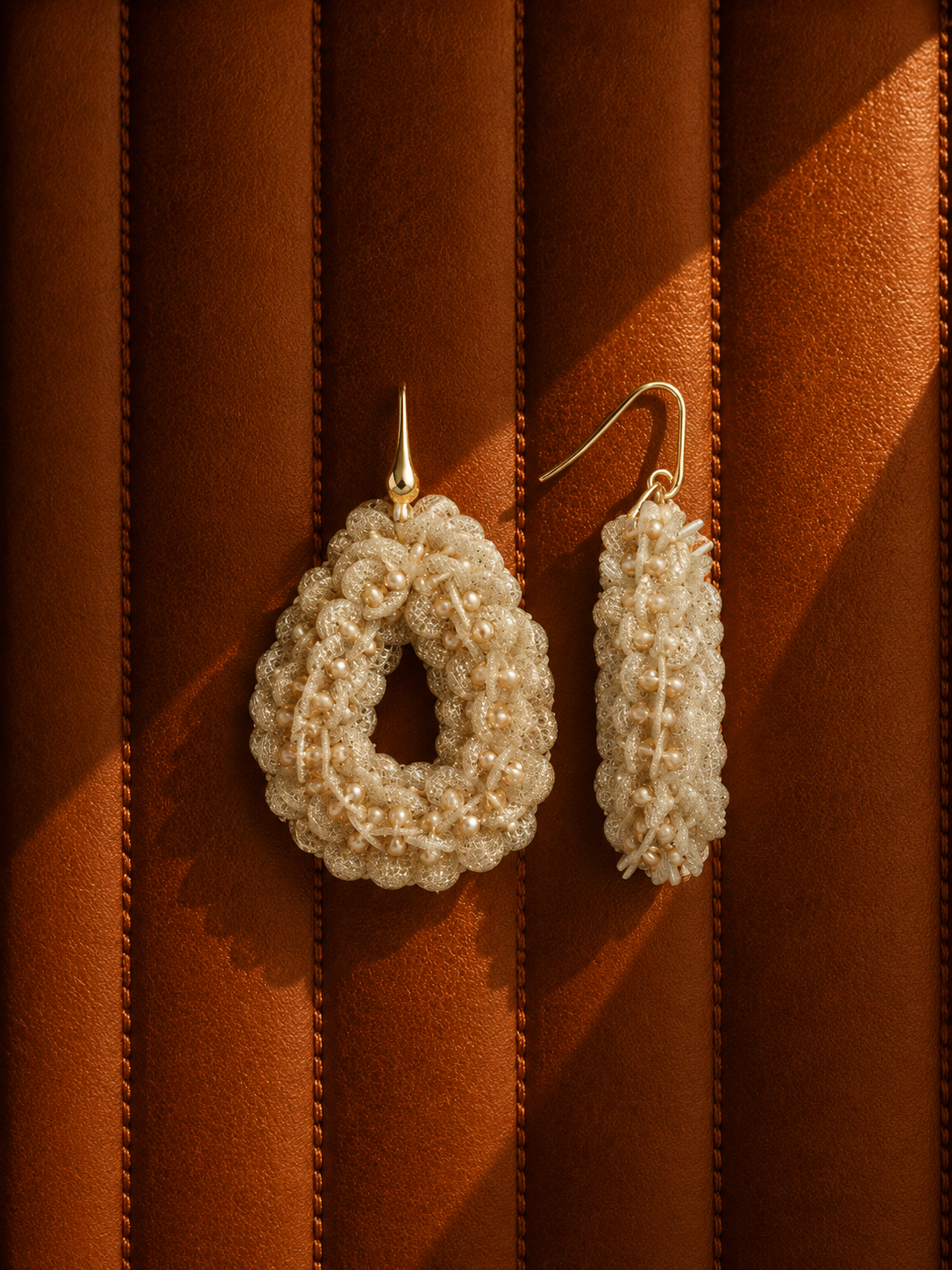 Crystal Taupe Oorbellen Fenna Sequin Drop