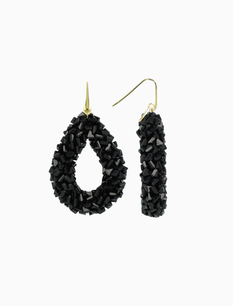 Zwarte Oorbellen Marieke Drop L Raw