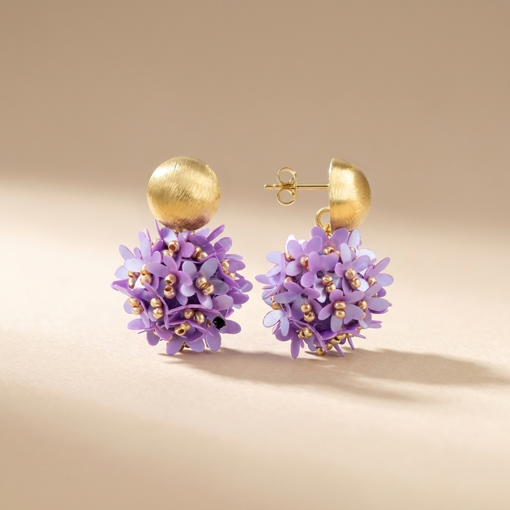 Lila Oorbellen Daisy Globe S Flower