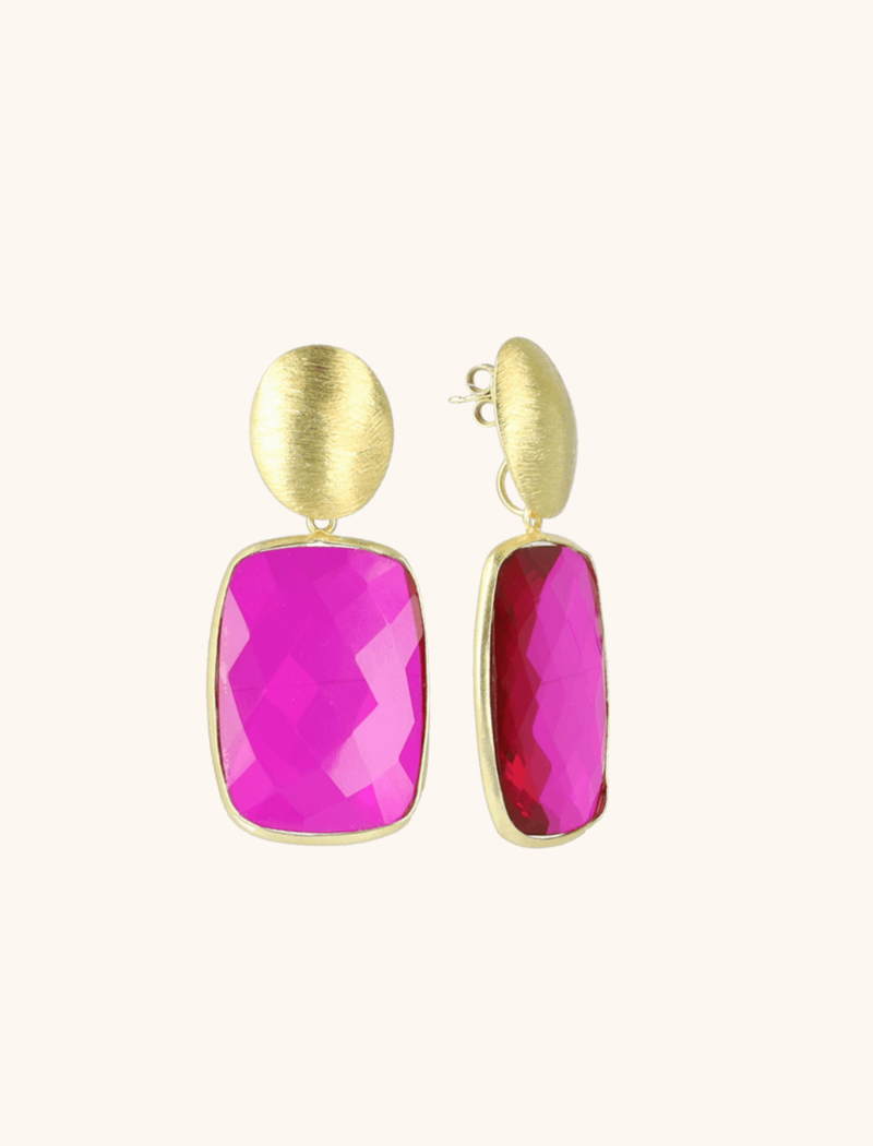 Fuchsia Earrings Jane Square Quartz