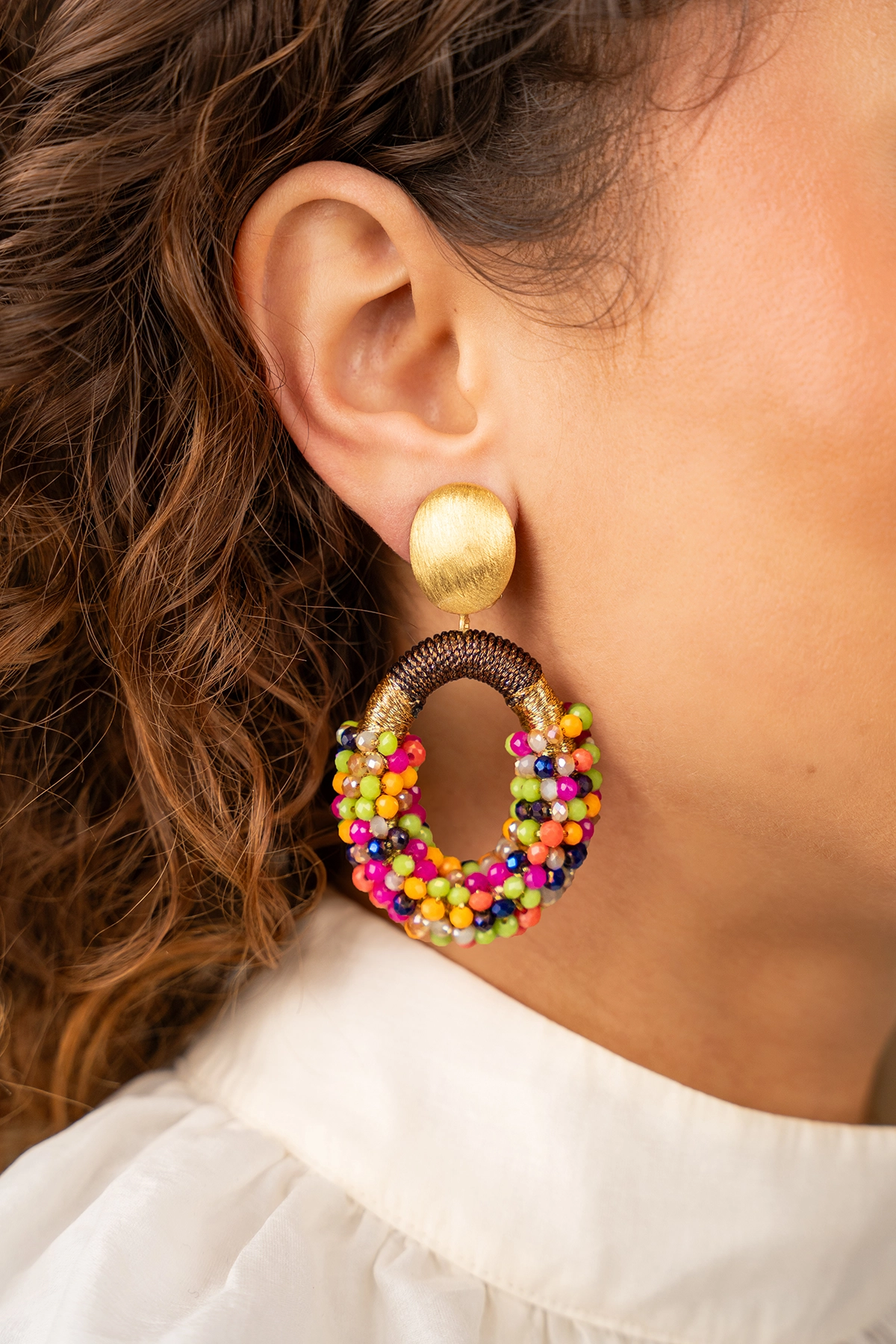 Braune Fuchsia Ohrringe Yara Oval L Clip
