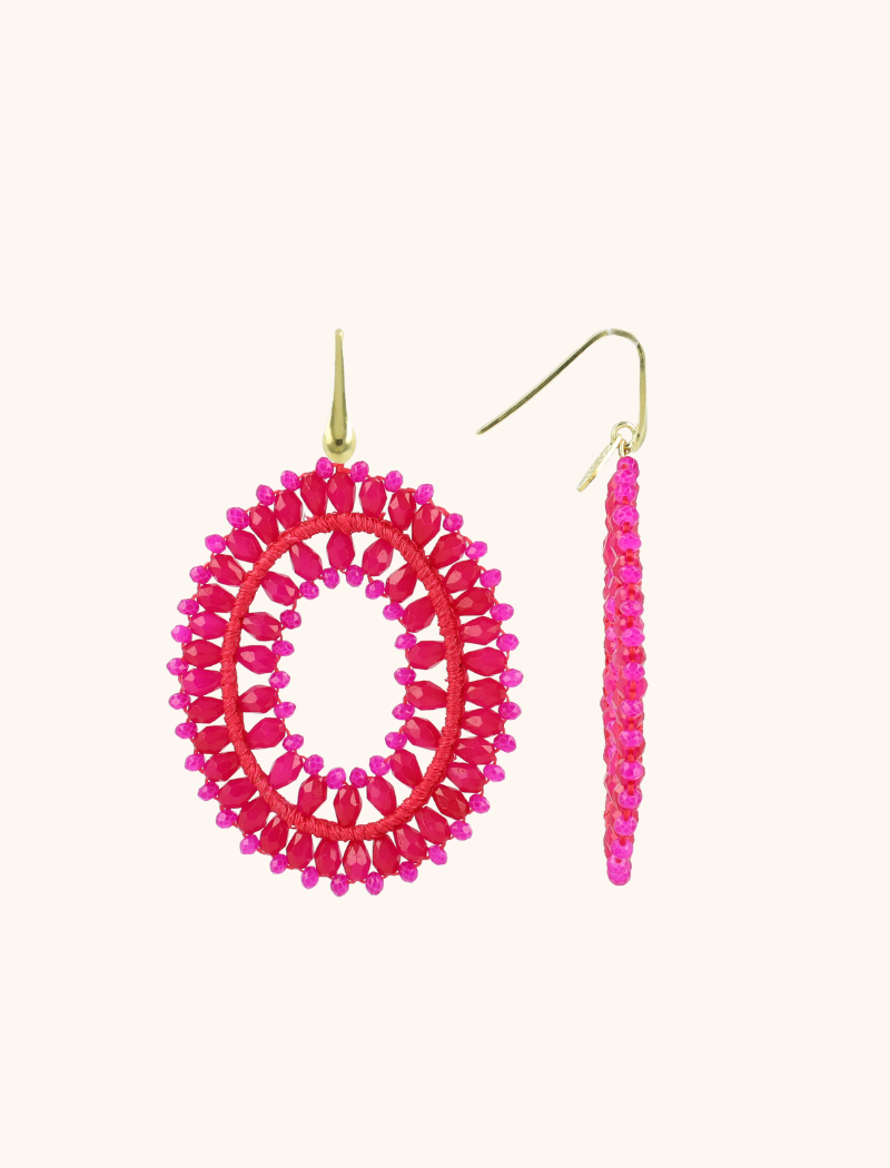 Fuchsia Earrings Noa Oval Double L