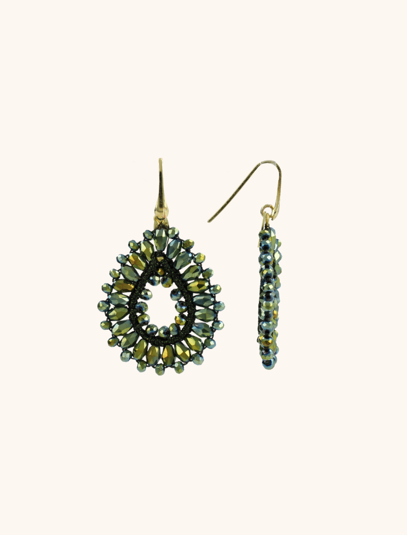 Metallic Groene Oorbellen Silk Drop S