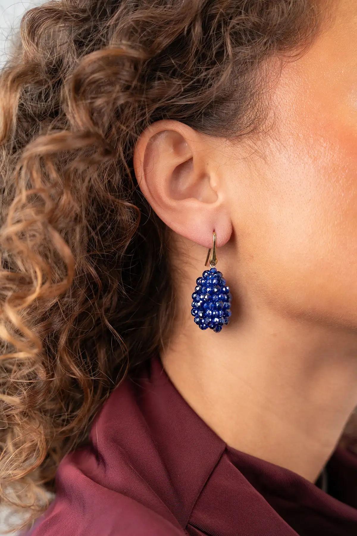 Blue Earrings Cone XS Irregular Stones Amy